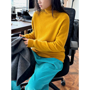 Women's Relaxed Fit Ribbed Fine Knit Turtleneck Sweater — View 4