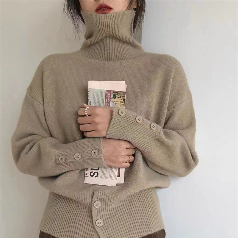 Women's Button Detail Turtleneck Sweater — View 1
