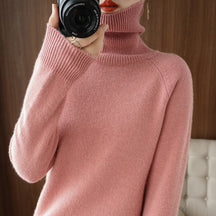 Women's Wool Blend Ribbed Turtleneck Sweater — View 8