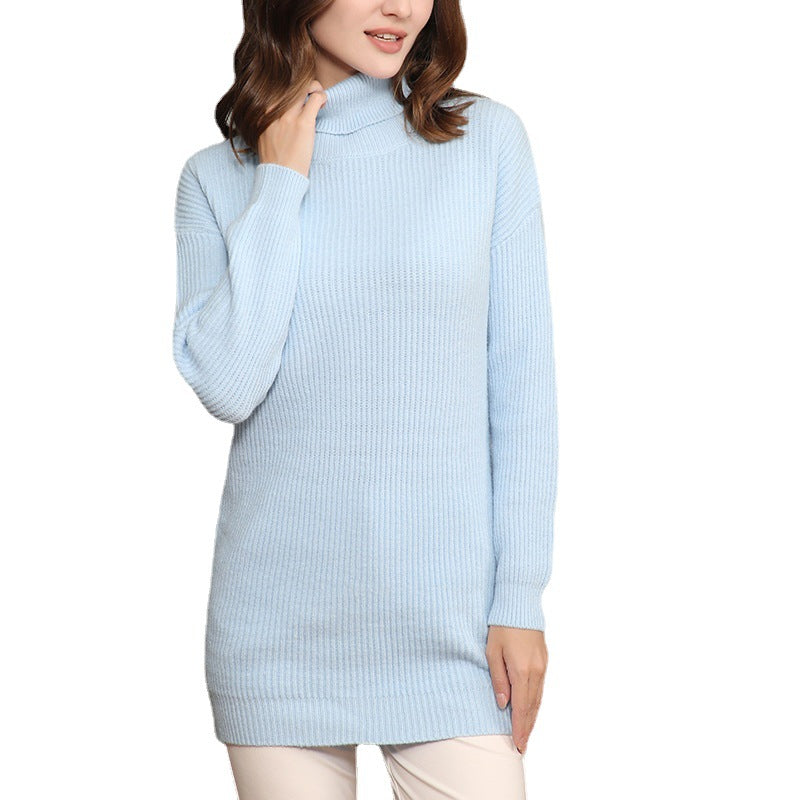 Women's Oversized Ribbed Drop Shoulder Turtleneck Sweater — View 5
