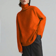 Women's Oversized Ribbed Fine Knit Turtleneck Sweater — View 8