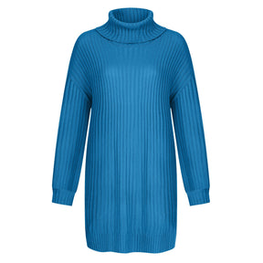 Women's Relaxed Fit Ribbed Chunky Knit Turtleneck Sweater — View 11
