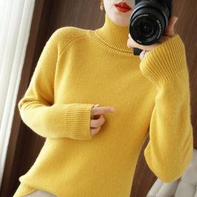 Women's Wool Blend Ribbed Turtleneck Sweater — View 12