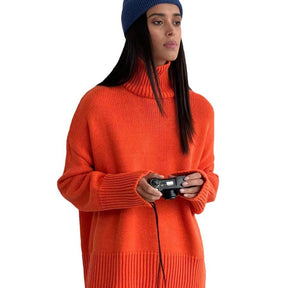 Women's Wool Blend Relaxed Fit Turtleneck Sweater — View 5