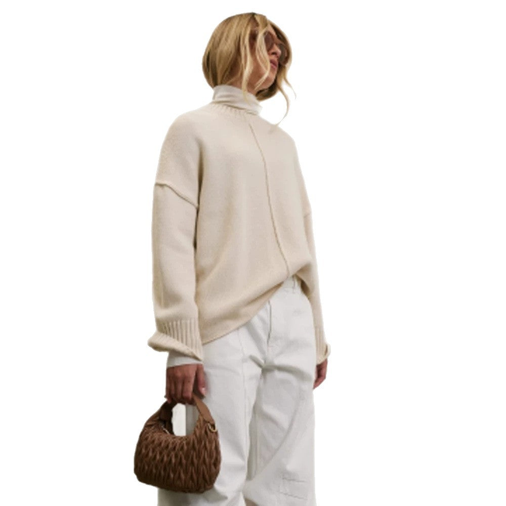 Women's Oversized Drop Shoulder Turtleneck Sweater — View 5