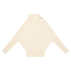 Women's Oversized Cable Knit Ribbed Turtleneck Sweater — View 3
