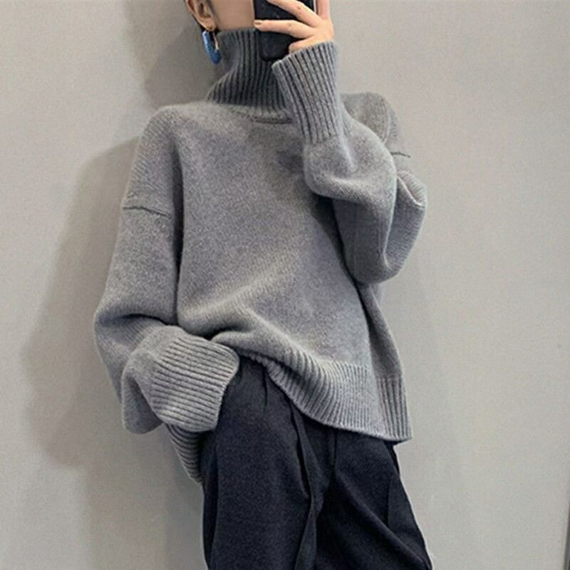 Women's Ribbed Textured Turtleneck Sweater — View 1