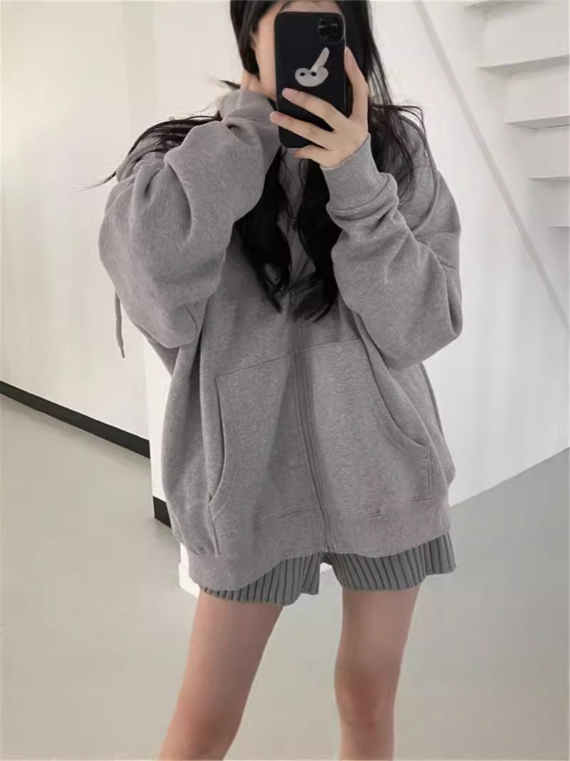 Women's Oversized Zip Front Hooded Jacket — View 9