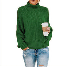 Women's Relaxed Fit Chunky Knit Turtleneck Sweater — View 9