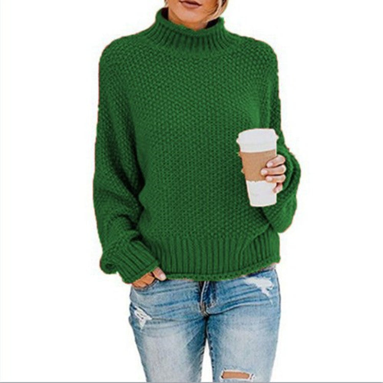 Women's Relaxed Fit Chunky Knit Turtleneck Sweater — View 9