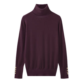 Women's Button Detail Turtleneck Sweater — View 7
