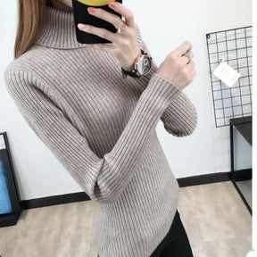 Women's Ribbed Textured Turtleneck Sweater — View 6