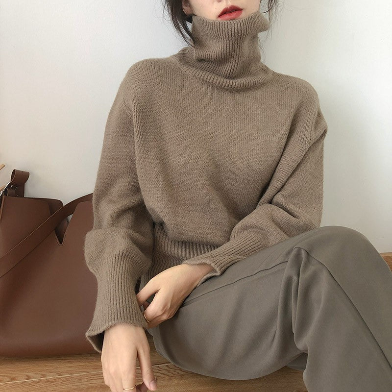 Women's Drop Shoulder Turtleneck Sweater — View 1