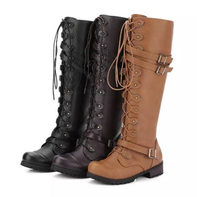 Women's Lace Up Buckle Boots — View 4
