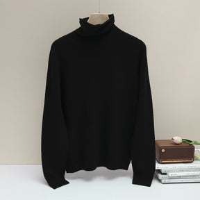 Women's Fitted Ribbed Fine Knit Turtleneck Sweater — View 8