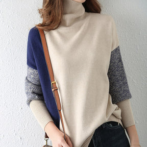 Women's Colorblock Textured Turtleneck Sweater — View 4