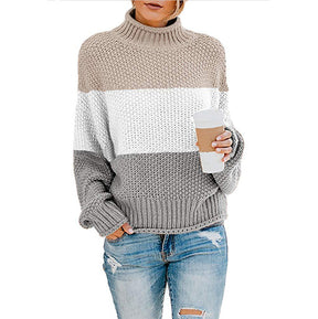 Women's Oversized Ribbed Chunky Knit Turtleneck Sweater — View 22