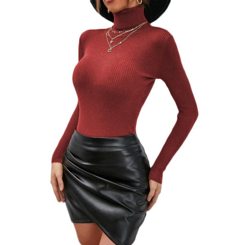 Women's Fitted Ribbed Textured Turtleneck Sweater — View 5