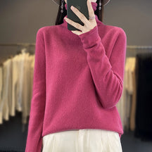Women's Cashmere Ribbed Fine Knit Turtleneck Sweater — View 7