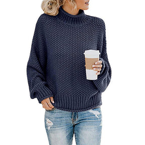 Women's Relaxed Fit Chunky Knit Turtleneck Sweater — View 18