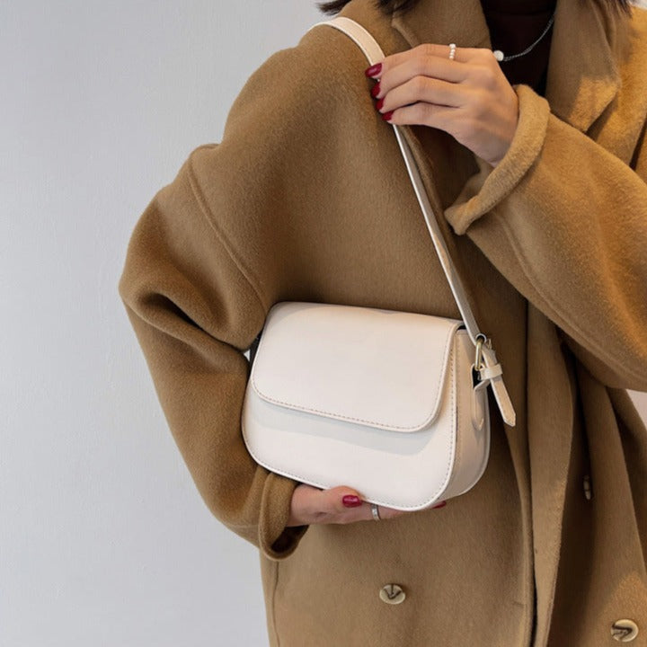 Women's Classic Flap Saddle Bag in White by Juana Fashion
