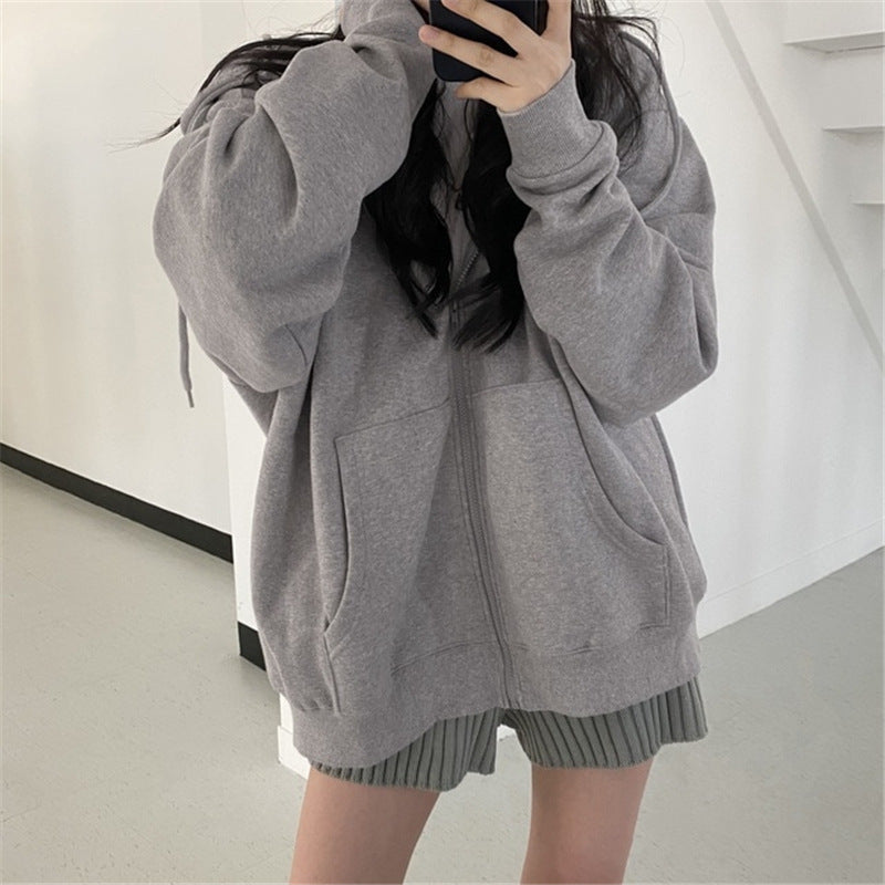 Women's Oversized Zip Front Hooded Jacket — View 10