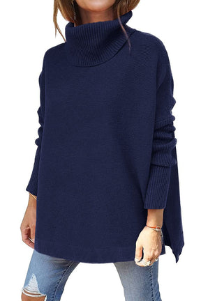 Women's Relaxed Fit Textured Turtleneck Sweater — View 10
