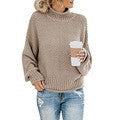 Women's Oversized Ribbed Chunky Knit Turtleneck Sweater — View 16