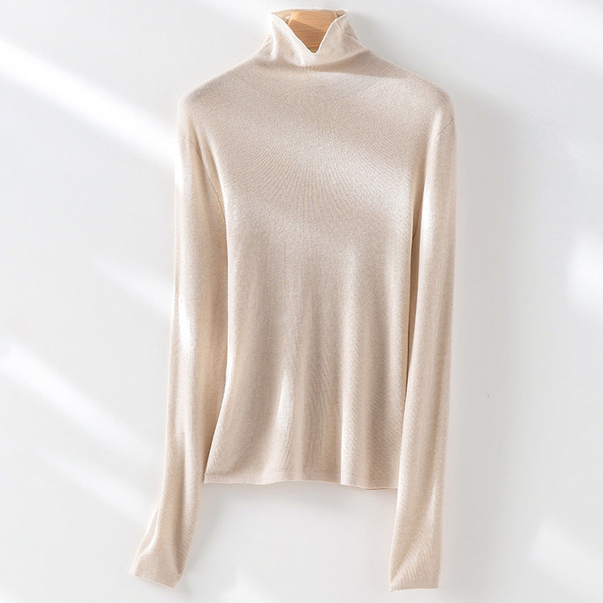 Women's Fitted Fine Knit Turtleneck Sweater — View 10