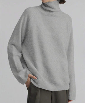 Women's Oversized Ribbed Fine Knit Turtleneck Sweater — View 7
