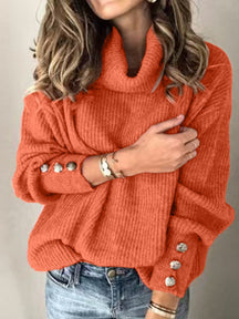 Women's Oversized Ribbed Drop Shoulder Turtleneck Sweater — View 8
