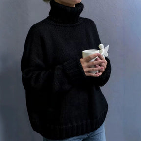 Women's Oversized Ribbed Drop Shoulder Turtleneck Sweater — View 2