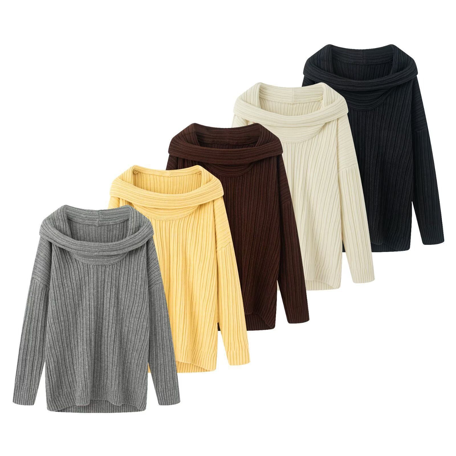 Women's Ribbed Chunky Knit Turtleneck Sweater — View 4