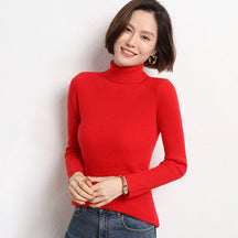 Women's Fitted Ribbed Fine Knit Turtleneck Sweater — View 7