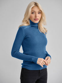 Women's Fitted Ribbed Turtleneck Sweater — View 22