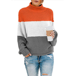 Women's Oversized Ribbed Chunky Knit Turtleneck Sweater — View 18