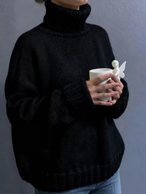 Women's Oversized Ribbed Drop Shoulder Turtleneck Sweater — View 6