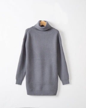 Women's Oversized Ribbed Drop Shoulder Turtleneck Sweater — View 6