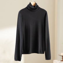 Women's Ribbed Fine Knit Turtleneck Sweater — View 6