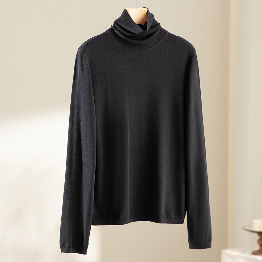 Women's Ribbed Fine Knit Turtleneck Sweater — View 6