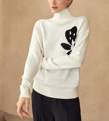 Women's Floral Turtleneck Sweater — View 6