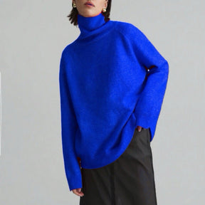 Women's Oversized Ribbed Fine Knit Turtleneck Sweater — View 9