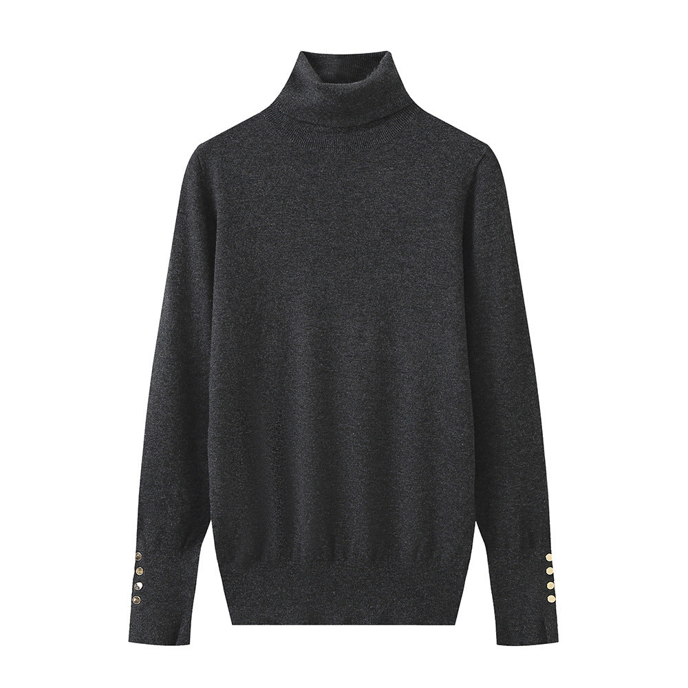 Women's Button Detail Turtleneck Sweater — View 15