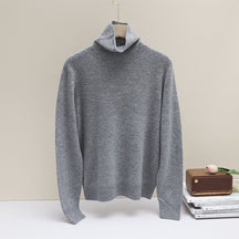 Women's Fitted Ribbed Fine Knit Turtleneck Sweater — View 10