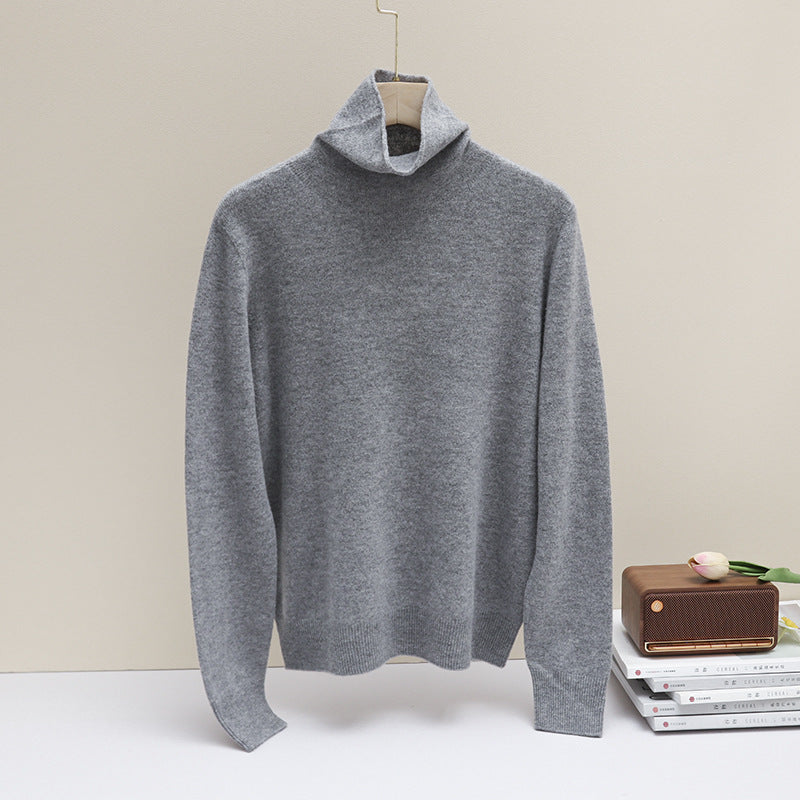Women's Fitted Ribbed Fine Knit Turtleneck Sweater — View 10