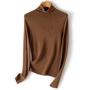 Women's Ribbed Fine Knit Turtleneck Sweater — View 7