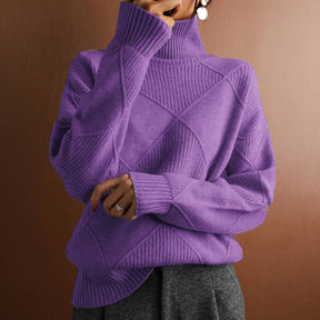 Women's Fine Knit Geometric Turtleneck Sweater — View 13