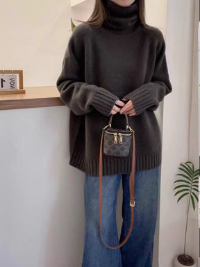 Women's Oversized Thumbhole Turtleneck Sweater — View 6