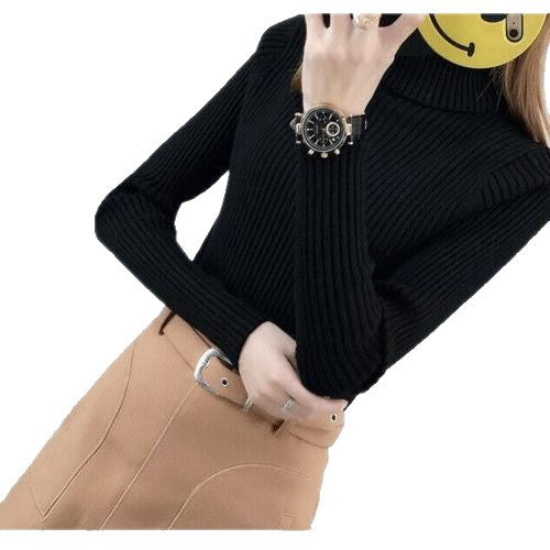 Women's Ribbed Textured Turtleneck Sweater — View 5