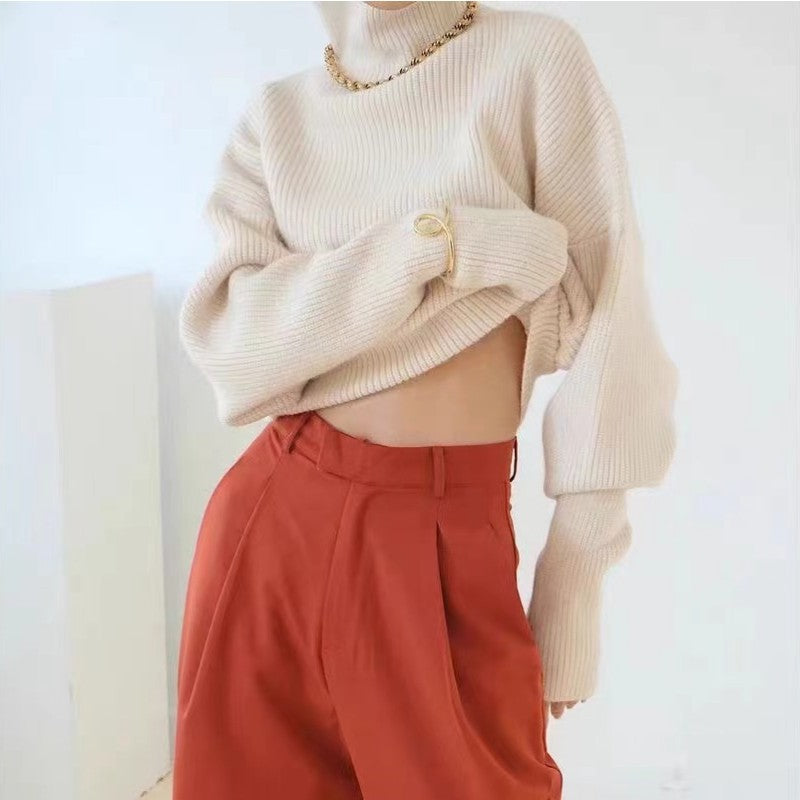Women's Ribbed Textured Turtleneck Sweater — View 2